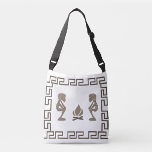 Abstract African tribal ritual scene art Crossbody Bag