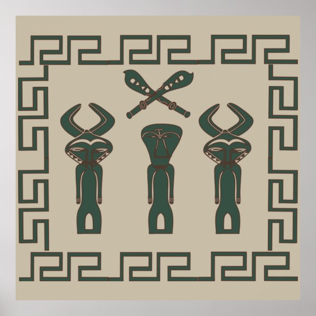 Abstract African tribal ritual scene Poster (Front)