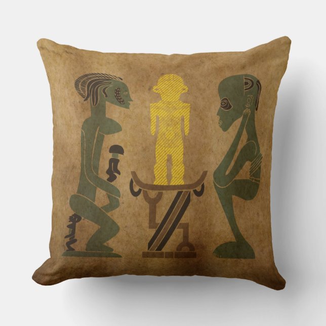 Abstract African tribal scene art Cushion (Front)