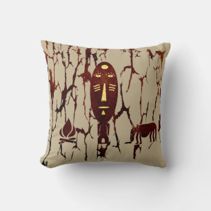 Abstract African tribal scene art Cushion