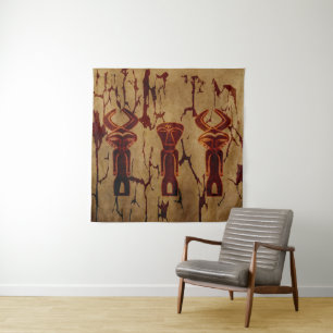 Abstract African tribal silhouette drawing  Tapestry