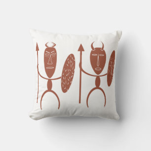 Abstract African tribal warrior art Cushion