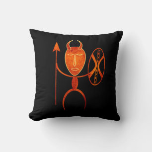 Abstract African tribal warrior art Cushion
