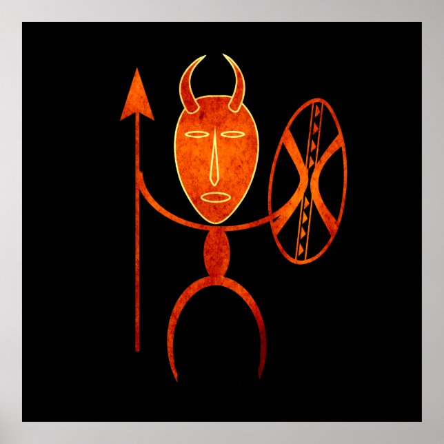 Abstract African tribal warrior art Poster (Front)