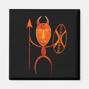 Abstract african tribal warrior magnet