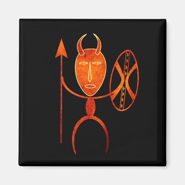 Abstract african tribal warrior magnet (Front)