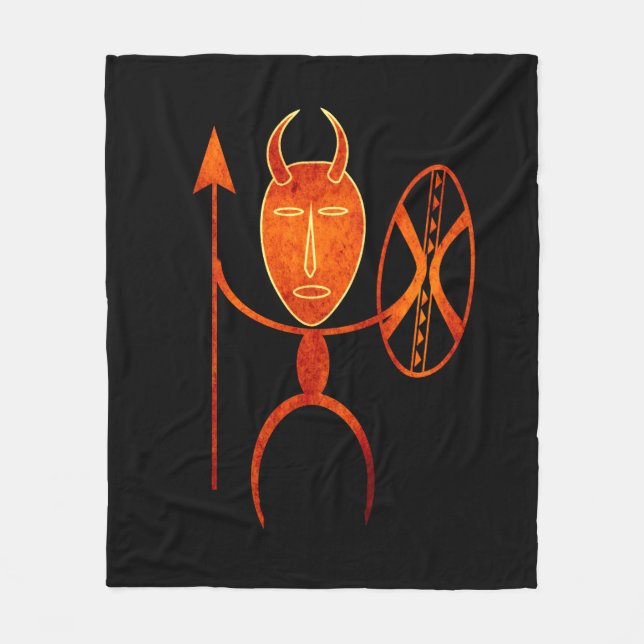 Abstract African tribal warrior portrait Fleece Blanket (Front)