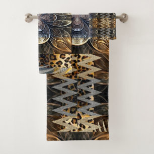 Abstract African Wild Flower Bath Towel Set