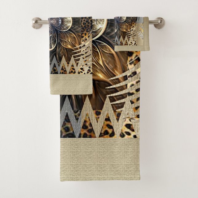 Abstract African Wild Flower Bath Towel Set (Insitu)