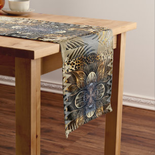 Abstract African Wild Flower Short Table Runner