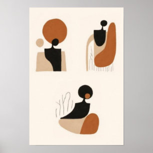 Abstract African Woman Wall Art Set Minimalist