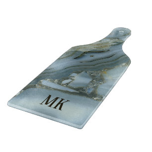 Abstract Agate Baby Blue Marble Swirl Cutting Board