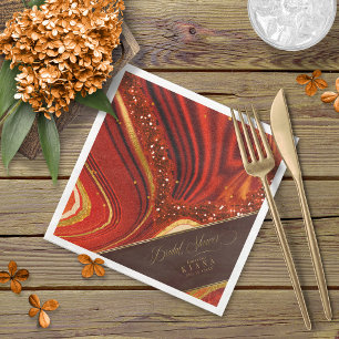 Abstract Agate Bridal Shower Hot Orange ID827 Napkin