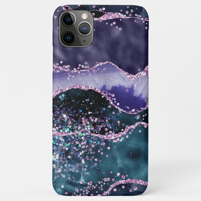 *~* Abstract Agate Glitter Ocean Waves Case-Mate iPhone Case (Back)