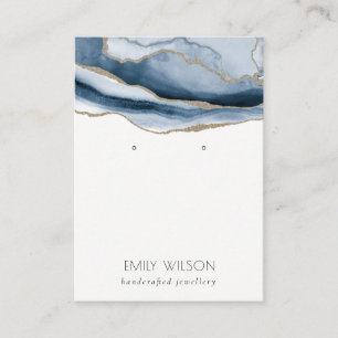 Abstract Agate Gold Navy Stud Earring Display Business Card