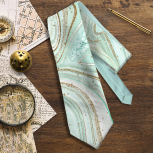 Abstract Agate Mint ID827 Tie