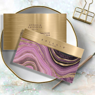 Abstract Agate Monogram Mauve ID827 Business Card