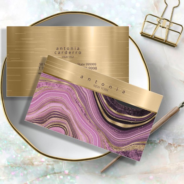 Abstract Agate Monogram Mauve ID827  Business Card (Creator Uploaded)