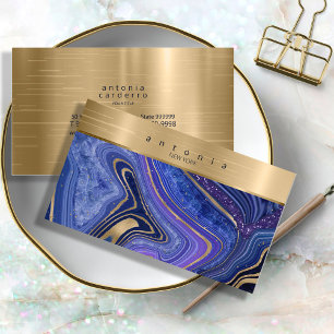 Abstract Agate Monogram Midnight ID827 Business Card