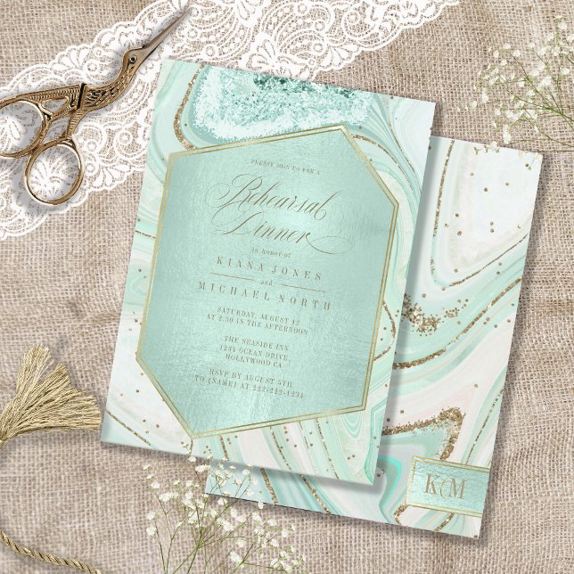 Abstract Agate Rehearsal Dinner Mint ID827 (Front/Back In Situ)