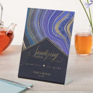 Abstract Agate Sanitising Station Midnight ID827 Pedestal Sign