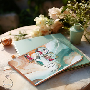 Abstract Agate Terracotta Marbled Guest Book