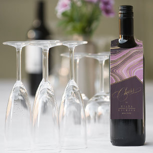 Abstract Agate Wedding Cheers Mauve ID827 Bottle Tag