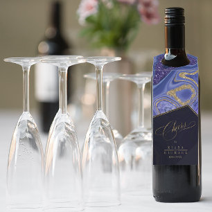 Abstract Agate Wedding Cheers Midnight ID827 Bottle Tag