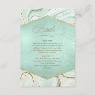 Abstract Agate Wedding Details Mint ID827 Enclosure Card