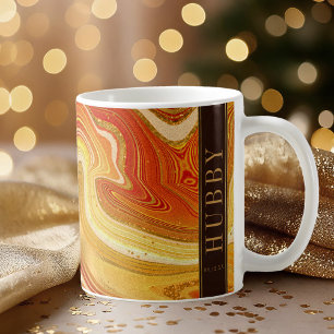 Abstract Agate Wedding Hubby Hot Orange ID827 Coffee Mug