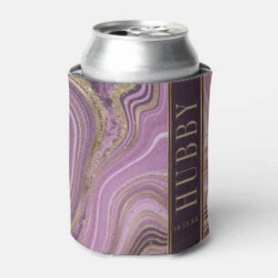 Abstract Agate Wedding Hubby Mauve ID827 Can Cooler
