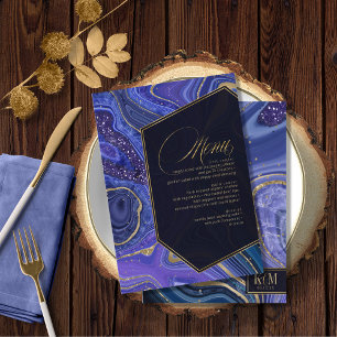 Abstract Agate Wedding Menu V1 Midnight ID827