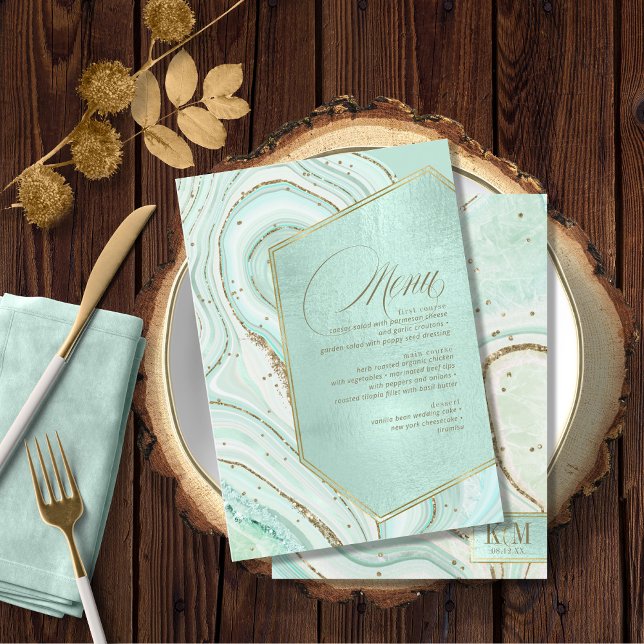 Abstract Agate Wedding Menu V1 Mint ID827 (Creator Uploaded)