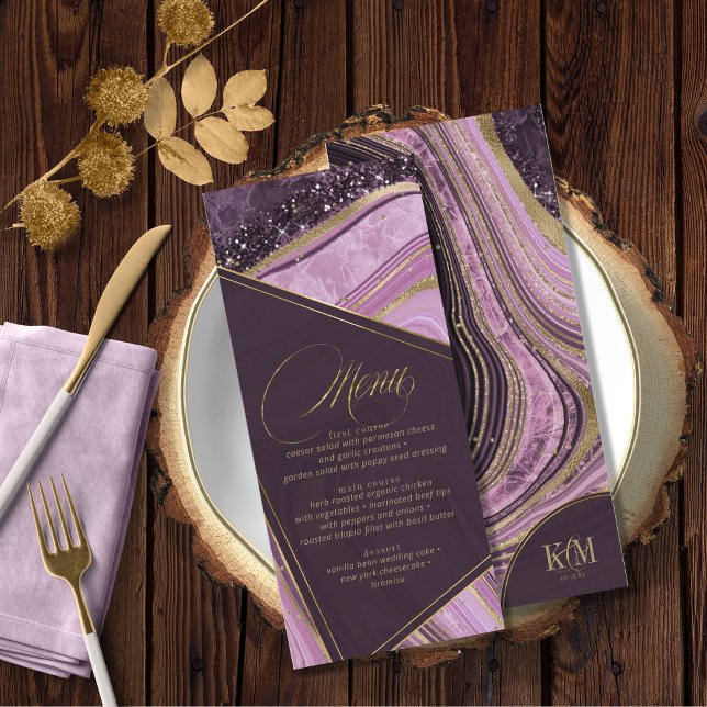 Abstract Agate Wedding Menu V2 Mauve ID827 (Creator Uploaded)