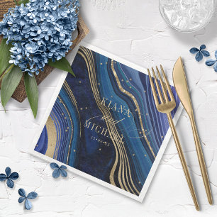 Abstract Agate Wedding Midnight ID827 Napkin