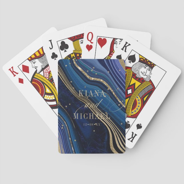 Abstract Agate Wedding Midnight ID827 Playing Cards (Back)
