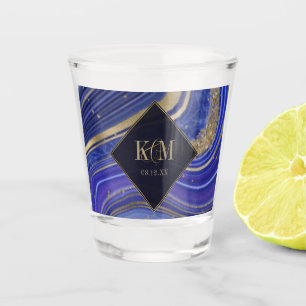 Abstract Agate Wedding Midnight ID827 Shot Glass
