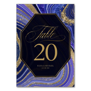Abstract Agate Wedding Midnight ID827 Table Number