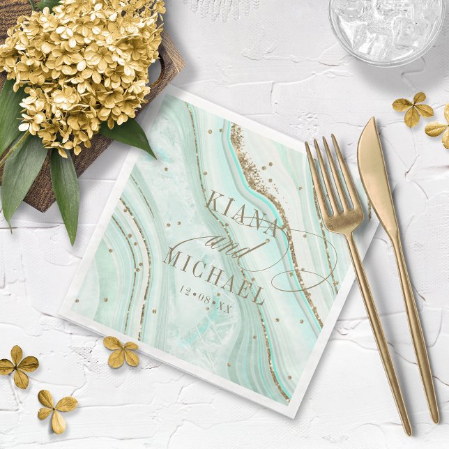 Abstract Agate Wedding Mint ID827  Napkin (Creator Uploaded)