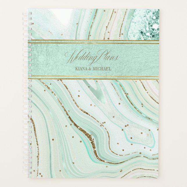 Abstract Agate Wedding Mint ID827 Planner (Front)