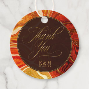 Abstract Agate Wedding Thank You Hot Orange ID827 Favour Tags