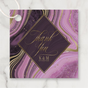 Abstract Agate Wedding Thank You Mauve ID827 Favour Tags