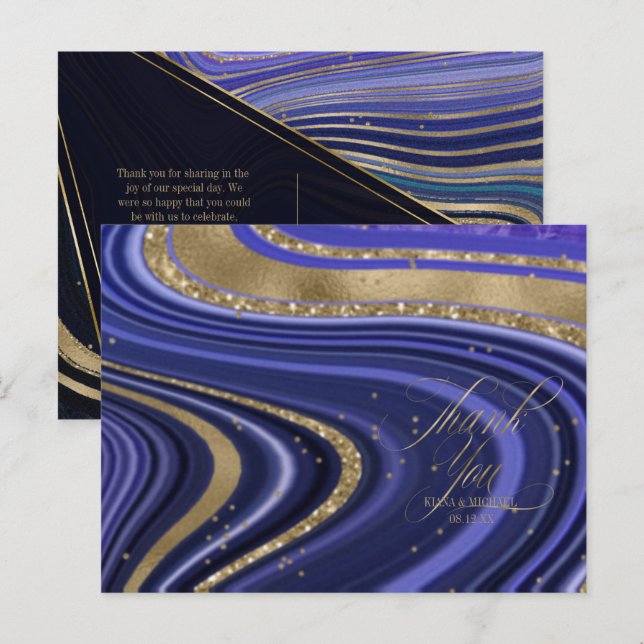 Abstract Agate Wedding Thank You Midnight ID827 Announcement Postcard (Front/Back)