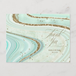 Abstract Agate Wedding Thank You Mint ID827 Announ Announcement Postcard