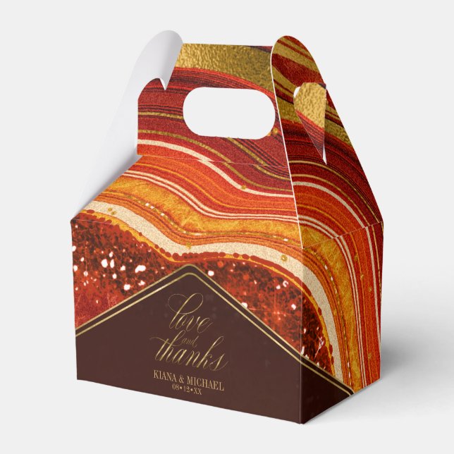 Abstract Agate Wedding Thanks Hot Orange ID827 Favour Box (Front Side)