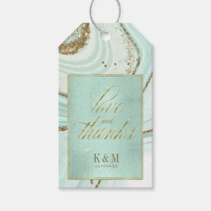 Abstract Agate Wedding Thanks Mint ID827 Gift Tags