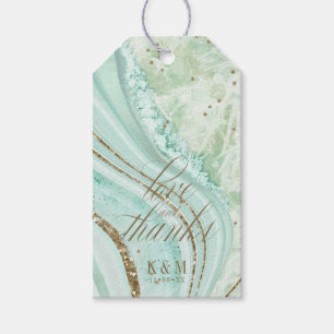 Abstract Agate Wedding Thanks Mint ID827 Gift Tags