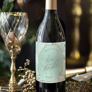Abstract Agate Wedding Thanks V1 Mint ID827 Wine Label
