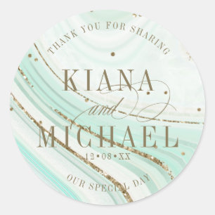 Abstract Agate Wedding V1 Mint ID827 Classic Round Sticker