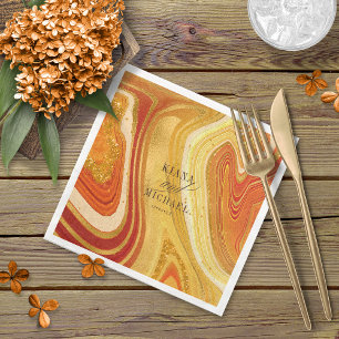 Abstract Agate Wedding V2 Hot Orange ID827 Napkin